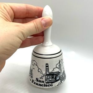 Vintage Stoneware Mico Bell San Francisco Souvenir White Black 5.25” Tall Gift